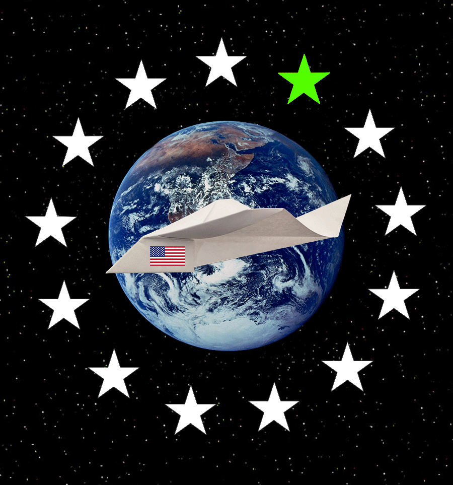 Spirit Paper Airplane in a circle of stars